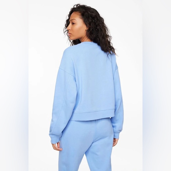Dynamite French Terry Crew Neck Sweatshirt in Cornflower Blue - Picture 2 of 5